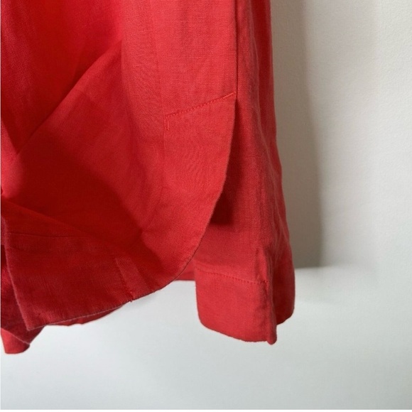 Athleta Playa Linen Wide Leg Crop Pants Womens Size 8 Bright Coral - Picture 4 of 12
